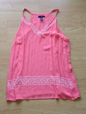 GAP Coral Embroidered Tank Top | Size XS